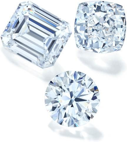 A cluster of different shaped diamonds