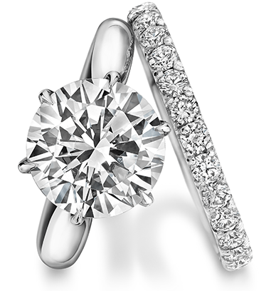 6 prong engagement ring and diamond wedding band